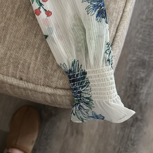Brand new Loft blouse XS with tags. White with blue, green and pink flowers. - Picture 2 of 3